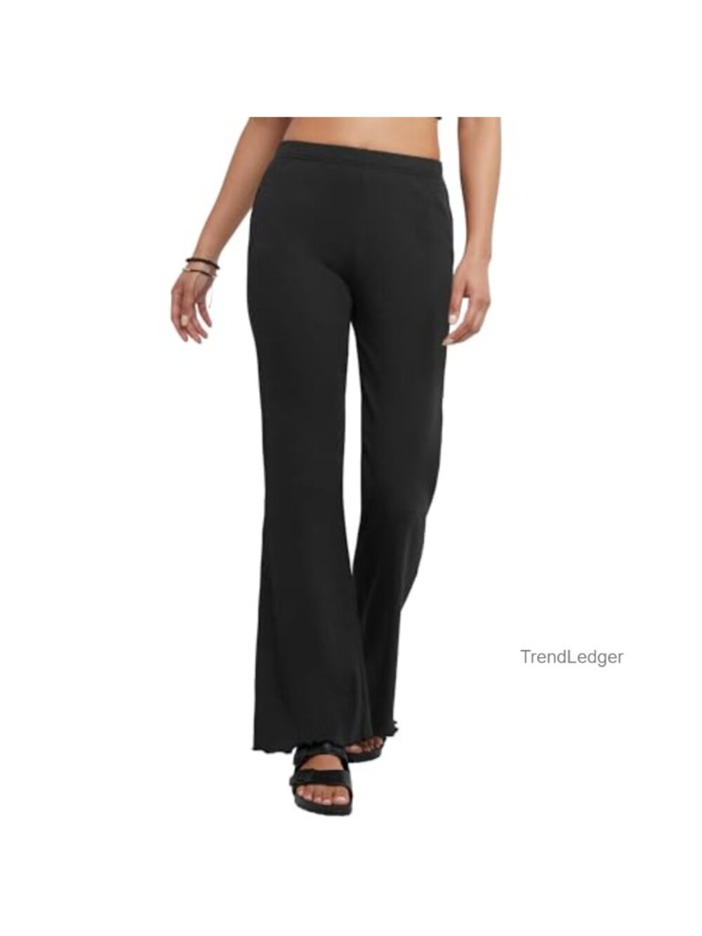 Hanes Women's Ribbed Flare Leggings Stretch Yoga Athletic Pants